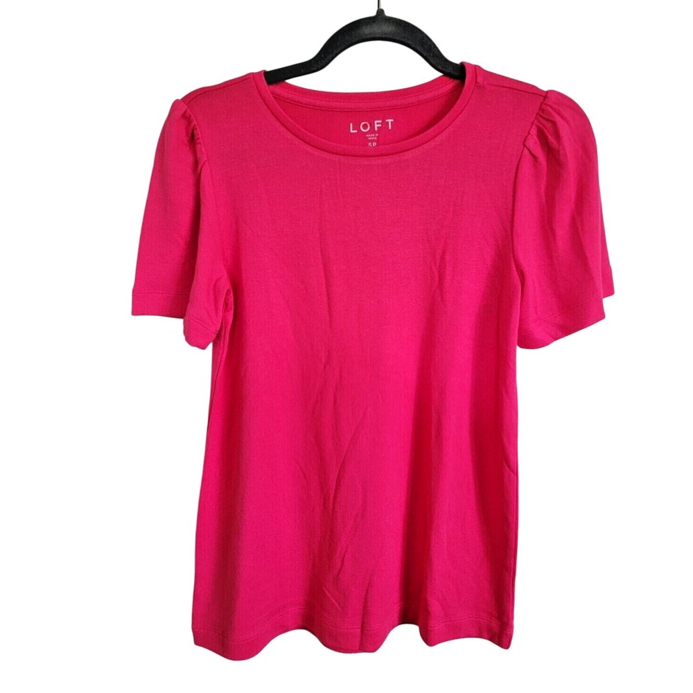 Ann Taylor Loft BCRF SP Lightweight Hot Pink SS Sweater Small Petite NWT‎